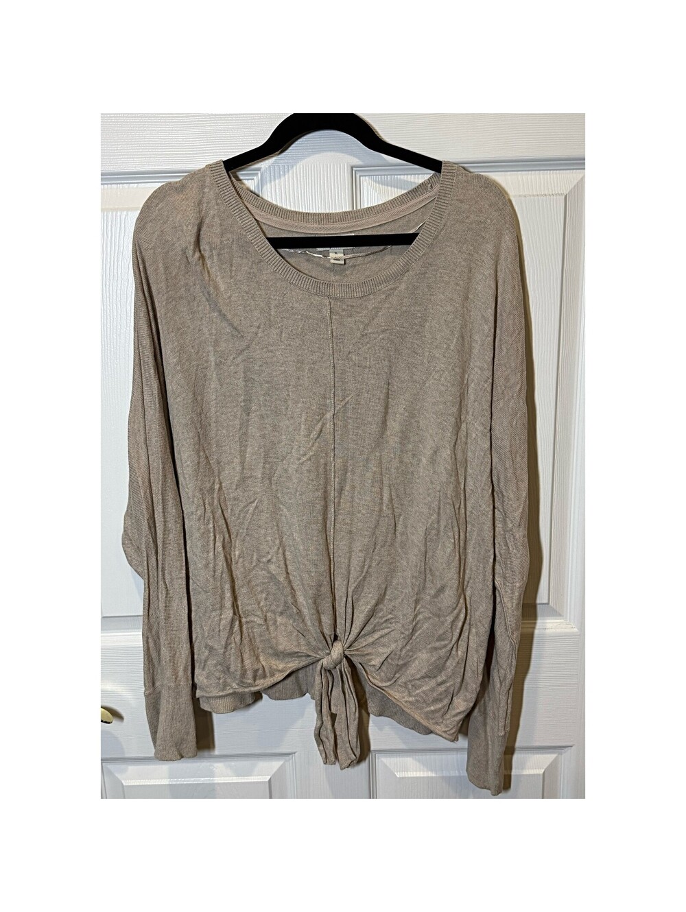 Tie front long sleeve top